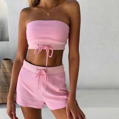 China Wholesale Summer High Quality Breathable 2 Piece Set Crop And Shorts Women for sale