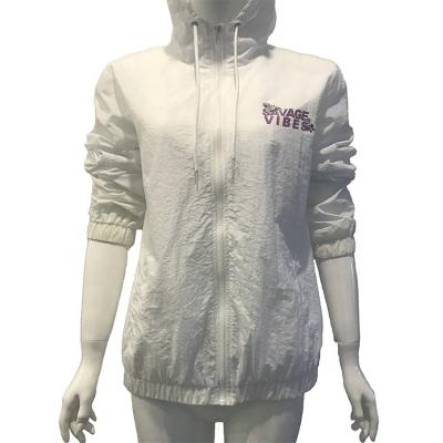 China Simple Blend QUICK DRY Logo White Pullover Hoodie Sports Tech Custom Screen Print Women's Anorak Jacket for sale