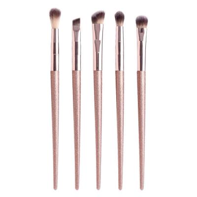 China Angular Blush OEM 5pcs Eye Makeup Brush Set Eyeshadow Synthetic Eyebrow Blending Brush With PET Bag for sale