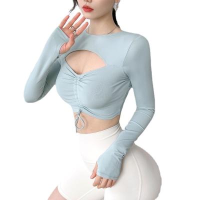 China New 2022 Women Sexy Fitness Gym Breathable Sports Yoga Shorts Sleeve Shirts Running Shirts for sale