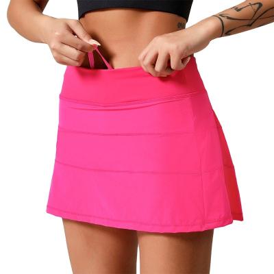 China Sports Student Fitness Quick Drying Double Layer Sports Gym Yoga Skirt Tennis Skirt Pleated Ultra Short Yoga Set for sale