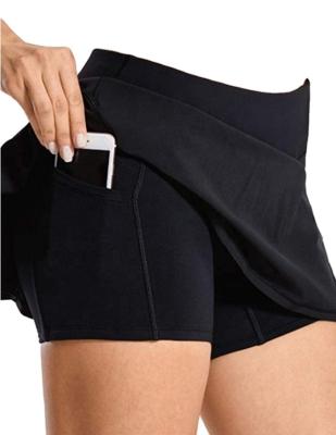 China Factory Design New High Waisted Mini Skirt Sport Women Girls Tennis Yoga Solid Two Piece Shorts 2022 Breathable Skirt With Pocket for sale