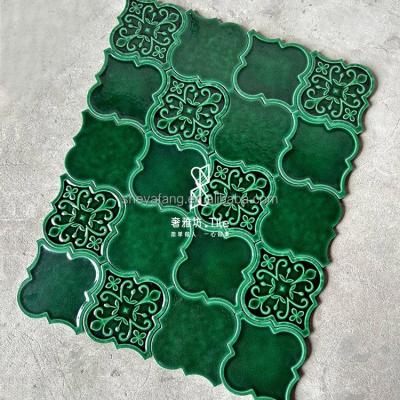 China Modern Lantern Handmade Brick Retro Green Toilet Bathroom Toilet Tile Restaurant Kitchen Background Wall Green Tile for sale