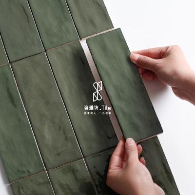 China Europe Morden Nordic ceramic wall tile 65x200mm Europe Palm Green Color wall tiles Wall Interior Glazed for sale