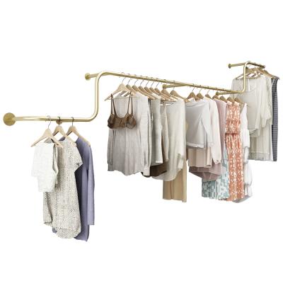 China Curtain Shop Factory Clothing Rack Display Customized Size Cloth Buries Display For Garment Gold Clothing Rack for sale