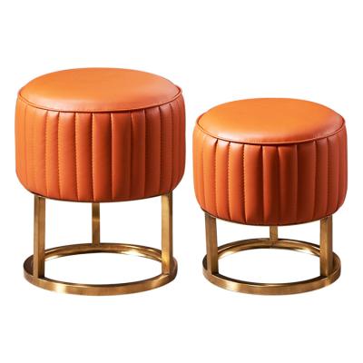 China Luxury Round Modern Metal Adjustable Pouf Living Room (Waist) Stool Leather Stool For Foot Rest for sale