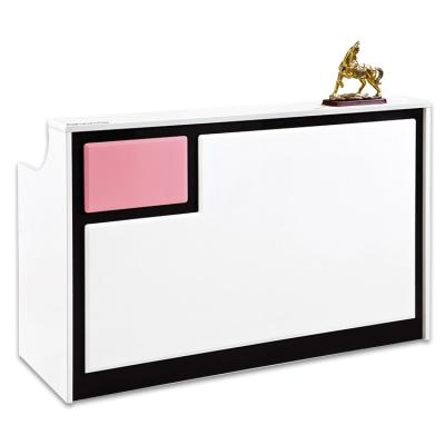 China New Style Match Modern Elegant Wood Material Black White Pink Color Convenient Checkout Counter For Clothing Store for sale