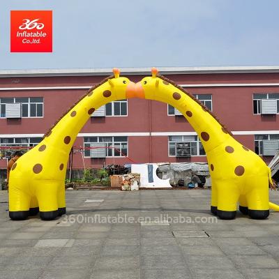 China 210D/420D/600D Oxford Fabric New Product Customized Movie Cartoon Character Giraffe Inflatable Arch Advertising Tent for sale