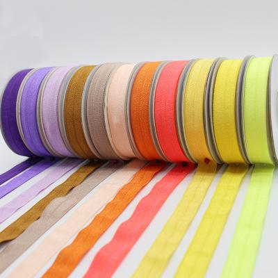 China Factory wholesale 20mm elastic one side shinny to fold over elastic nylon twill band bias binding band for clothing webbing strap for sale