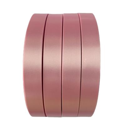 China Sustainable Custom Double Faced Pink 100% Polyester Satin Ribbon For Decoration for sale