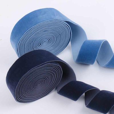 China Luster Factory Custom Solid Color Cinta Terciopelo Velvet Ribbon For Dress Gift Party Wedding Birthday Jacquard Gift Thick Ribbon for sale