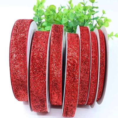 China Chandelier No Velvet Flock Glitter Elastic Colorful Metallic Ribbon For Dance And Wedding Decoration for sale