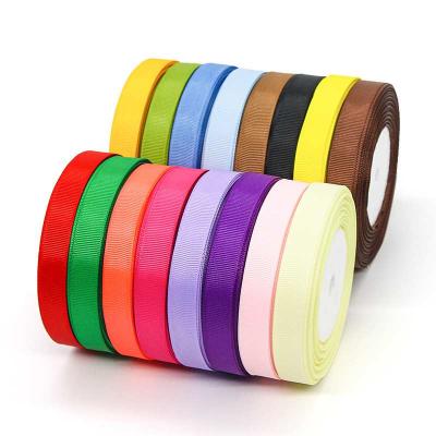 China wholesale viable 5/8 inch 15mm solid color polyester grosgrain ribbon for decoration for sale