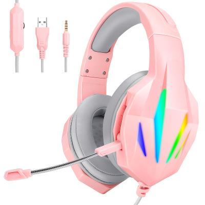 China Earphone RGB Wired Stereo Gaming Headset Spatial Surround 7.1 - Sound Chroma Lighting Retractable Active Noise Canceling Mic for sale