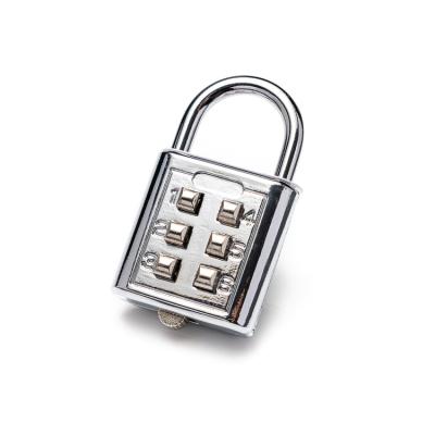 China 6 Digit Combination Lock Mini Small 30MM Push Button Combination Lock Silver Zinc Alloy Luggage Lock for sale