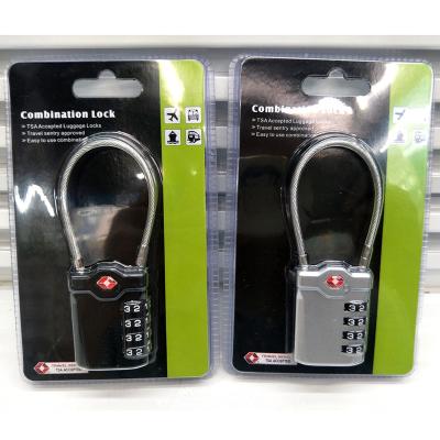 China High Security 4 Digits TSA Combination Cable Lock Code Number Zinc Alloy Travel Sentry Approved Padlock For Luggage Bag for sale