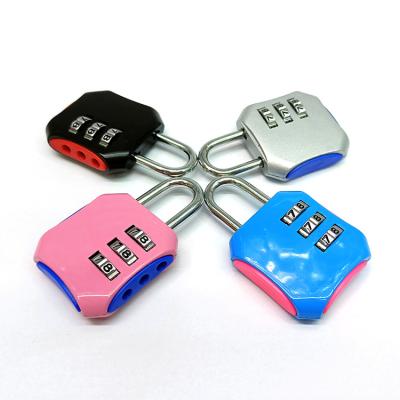 China Zinc Alloy Colorful Cute 3 Digit Combination Padlock Security Number Luggage Lock For Travel Suitcase Bag Drawer Cabinet Locker Promotion for sale