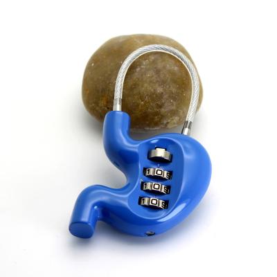 China Customized ZINC ALLOY Stomach Shape Combination Lock 3 Medical Promotional Digits Number Padlock For Giveaways Promotion Business Gift for sale