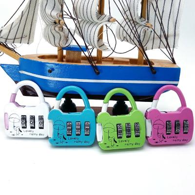 China Cartoon Printing Zipper Zinc Alloy Cute Combination Lock For Girls Children Luggage Bag Diary Promotion for sale