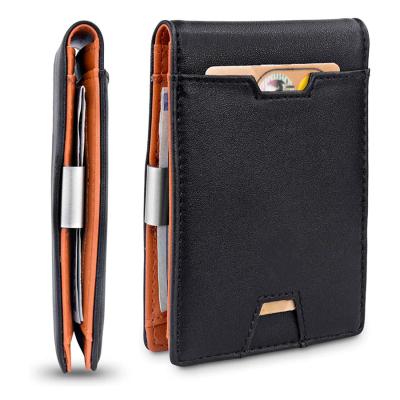 China Custom RFID Blocking Slim Minimalist Men's PU Money Wallet High Quality Leather Bifold Clip Wallet for sale