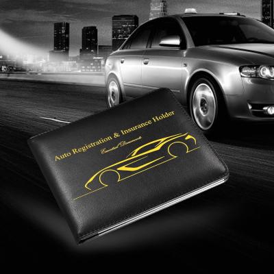 China High Quality Custom Car Pocket Car Document Holder, Slim Leather Water Resistant Strong Magnetic Car Record and Insurance Wallet Holder for sale