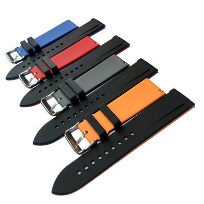 China Replacement Watch Strap Rubber Band 20MM 22MM Two Tone Color Replacement Fitness Silicon for sale