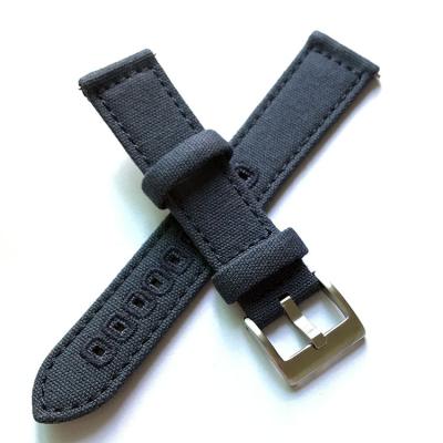 China 18 20 22 24mm Double Tone Material Canvas Dual Tone Smart Watch Band Leather Strap For Classic Watch for sale