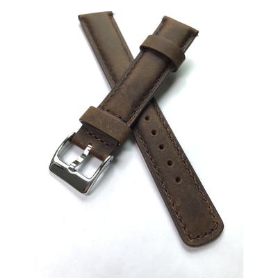 China Square Tail 18mm Brown Crazy Horse Vintage Quick Release Smart Watch Strap Leather For Men Watch for sale