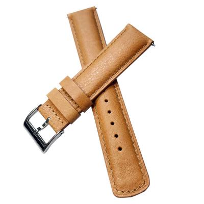 China Premium Tan Color Sport Smart Leather Square Tail Watch Strap 22mm For Apple Watch 38mm 40mm 42mm 44mm for sale