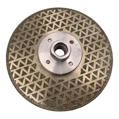 China . High Speed ​​Straight Smooth Side 125mm Diamond Stone Tool Double Edge Ti-Coated Abrasive Disc Plated Cutting Blade With Flange for sale