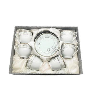 China 280ml Disposable Porcelain Cup And Saucer In PVC Color Box for sale