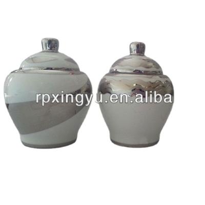 China Sustainable Porcelain 3pcs Set Silver Sugar Pot With Spoon for sale