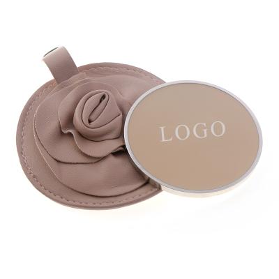 China Custom Enamel Promotional Round Mirror Metal Gift Small Makeup Mirror Flower Magnifying Mirror for sale