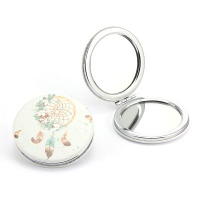 China Portable Makeup Mirror Small Magnifying Mirror Round Small Single And Double Sided Pocket Mirror for sale