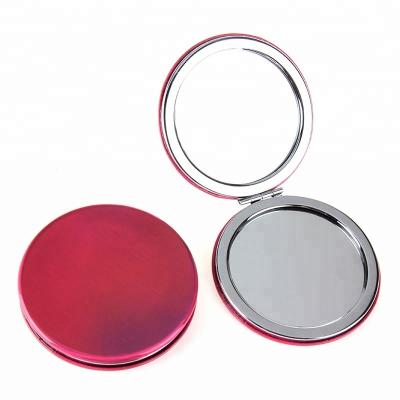 China OEM Color PU Leather Makeup Contract Single Pocket Magnifying Mirror Silver Plating Customized Customized Design for sale