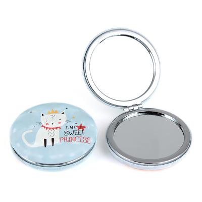 China Cute PU Leather Magnifying Cosmetic Mirror Mini Wallet Folding Makeup Compact Small Folding Pocket Printing Animal Makeup Mirror for sale