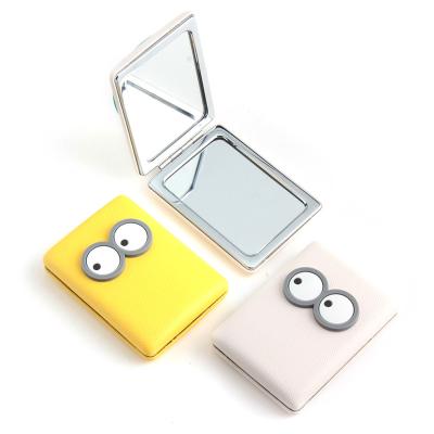 China PU Rubber Animal Cute Pocket Design Rabbit Dinosaur Silicon Compact Magnifying Mirror for sale