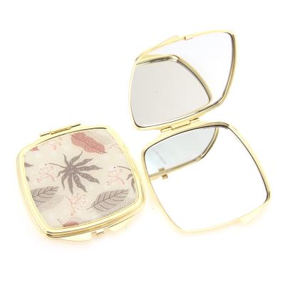 China Makeup Compact Mirror Gold Plating Magnifying Epoxy Double Sided Custom Printing Hand Mirror Cosmetic Making for sale