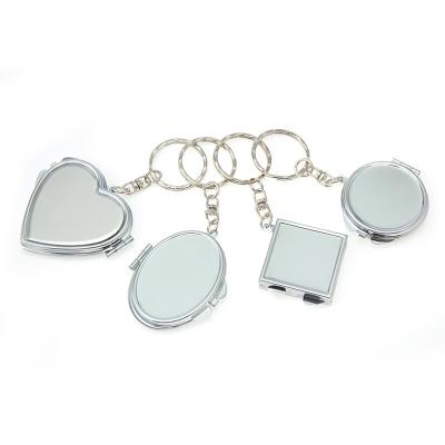 China DIY Key Chain Mirror Stainless Steel Pocket Makeup Compact Mirror White Magnifying Key Chain Mirror for sale