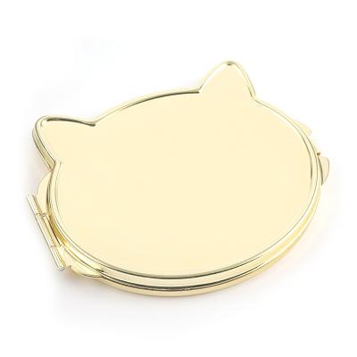 China Custom Printing DIY Magnifying Makeup Mirror Factory Manufacturer Different Size Of Pocket Mirror Cat Head Shape for sale