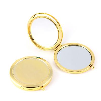 China Square portable makeup square metal heart rectangle magnifying gold plating empty compact mirror for sale