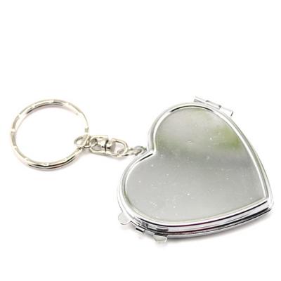 China Heart Enlarging Oval Square Round Pocket Compact Mirror Stainless Steel Metal Mute Key Chain Mirror Makeup Head Chain Mirror for sale