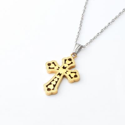 China Retro Peach Heart Cross Pendant Cross Cross Cross Cross Cross Cross Cross Accessories New Stainless Steel Necklace Women's Fashion Titanium Steel Necklace for sale