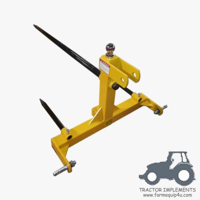 China BSH -3 Point Bale Spear Cat.1 With Hitch Move; Heavy Duty Spears For Farm Hay Moving for sale