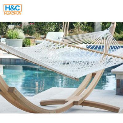 China 330 Lbs Durable Comfortable Convenient Double Rope For Two Person Outdoor Wide Stand Wood Patio Hammock Polyester for sale