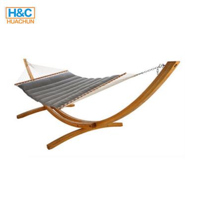 China Durable Comfortable Fashionable Fabric Double Wooden Frame Furniture Outdoor Stand Hammock for sale