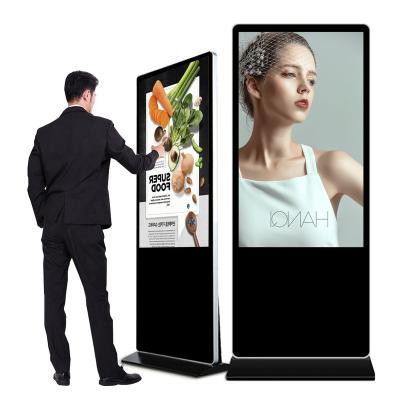 China LED Backlight 55 Inch Indoor Smart Kiosk Vertical Backlit LCD Advertising Totem Interactive Floor Standing Digital Signage Billboard Touch Screen for sale