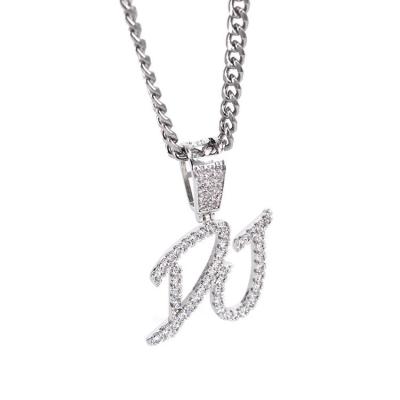 China Wholesale Hiphop Gold Plated Personalized Hiphop Zircon Letter Necklace for sale