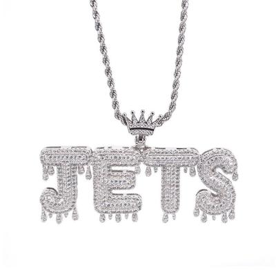 China Hiphop Personalized Hiphop Water Drop Bubble Letter Charm Nameplate Necklace for sale