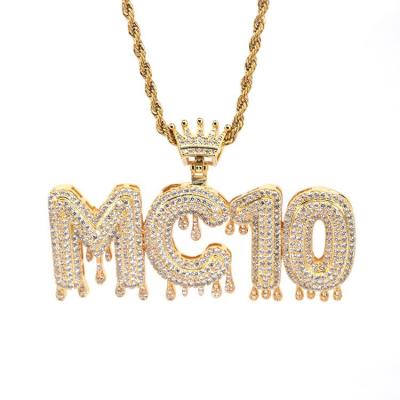 China Hiphop Personalized Hip Hop Water Drop Bubble Letter Charm Name Necklace for sale